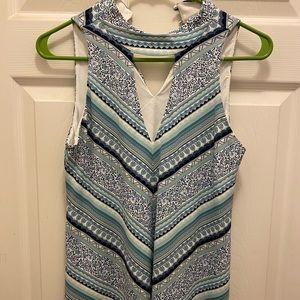 Multicolored choker neck sleeveless dress top